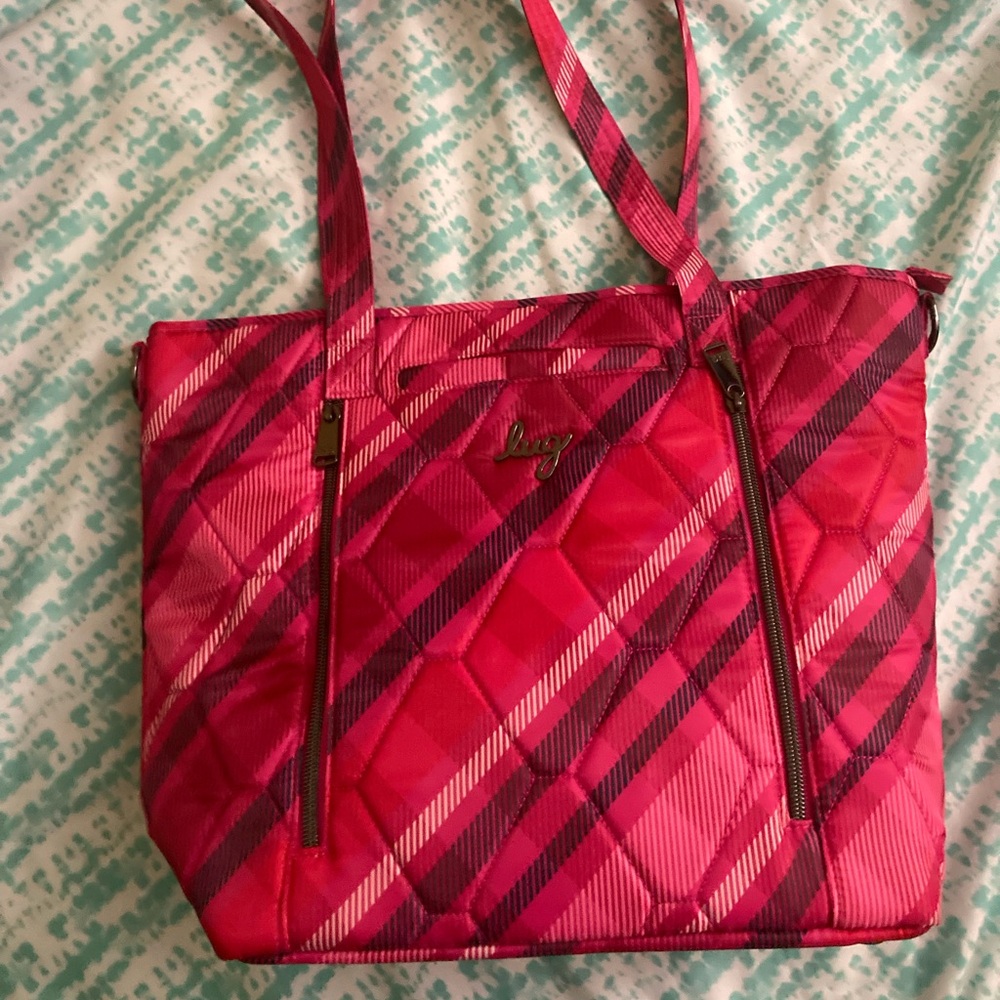 Lug Rally Tote in Pink Plaid